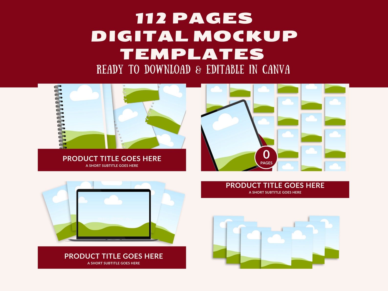 112 Pages Mockup Digital Templates - Ready to Download and Editable in ...