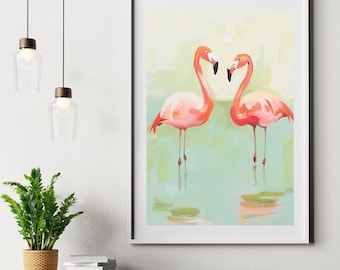 Flamingo Art Print: Tropical Beach House Decor (Digital Download)