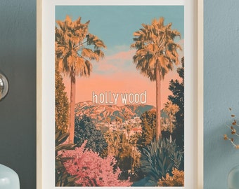 Vintage Hollywood Print: Retro Palm Tree Sunset (Digital Download)