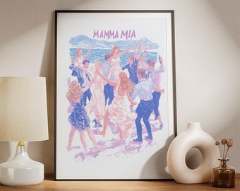 Mamma Mia Dancing Beach Scene Art: ABBA Inspired Musical Theatre Print (Digital Download)