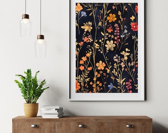 Wildflowers Gold Art Print: Elegant Floral Home Decor (Digital Download)