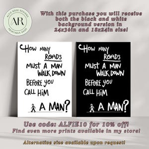 Bob Dylan Blowin' in the Wind Lyrics: Handwritten Wall Art (digital