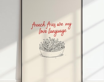 Impresión del lenguaje del amor con las papas fritas: Arte culinario divertido (descarga digital)