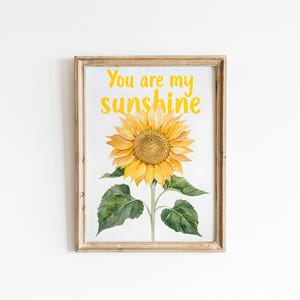 Sunflower Nursery Art: You Are My Sunshine Watercolor Print (Digital Download)