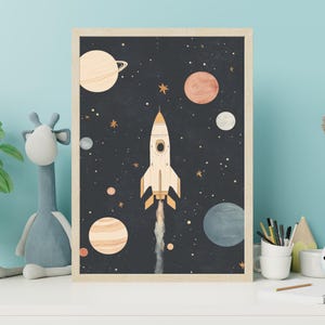 Celestial Night Sky Wall Art - Moon Stars Digital Print, Dreamy Cosmic Aesthetic, Gold Lunar Clouds Printable Decor, Kids Room, Nursery Art