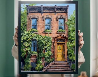 Brownstone Greenery Art Print | Cozy Apartment (Digital Download