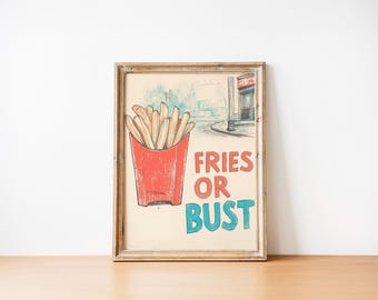 Retro Pommes Print: Lustige Küche Diner Art (Download)