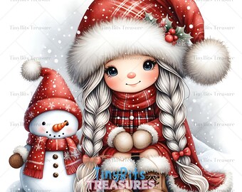 Clipart de nain de Noël, Noël mignon 15 JPG, nain d'hiver, décoration de Noël, impressions de Noël hiver, cartes de Noël et imprimable