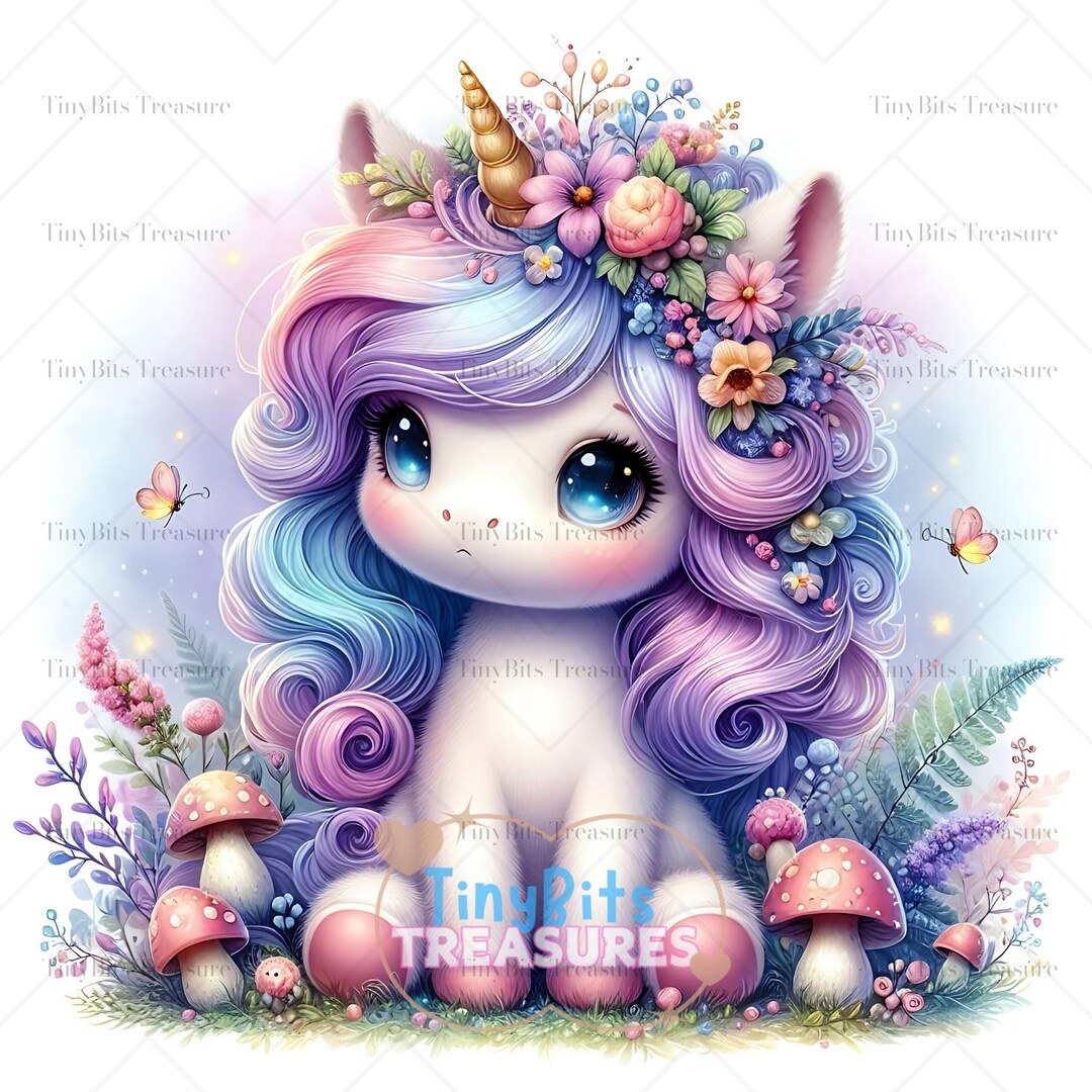 Spring Unicorn Clipart, 15 JPG Watercolor Baby Unicorn, Floral Unicorn ...