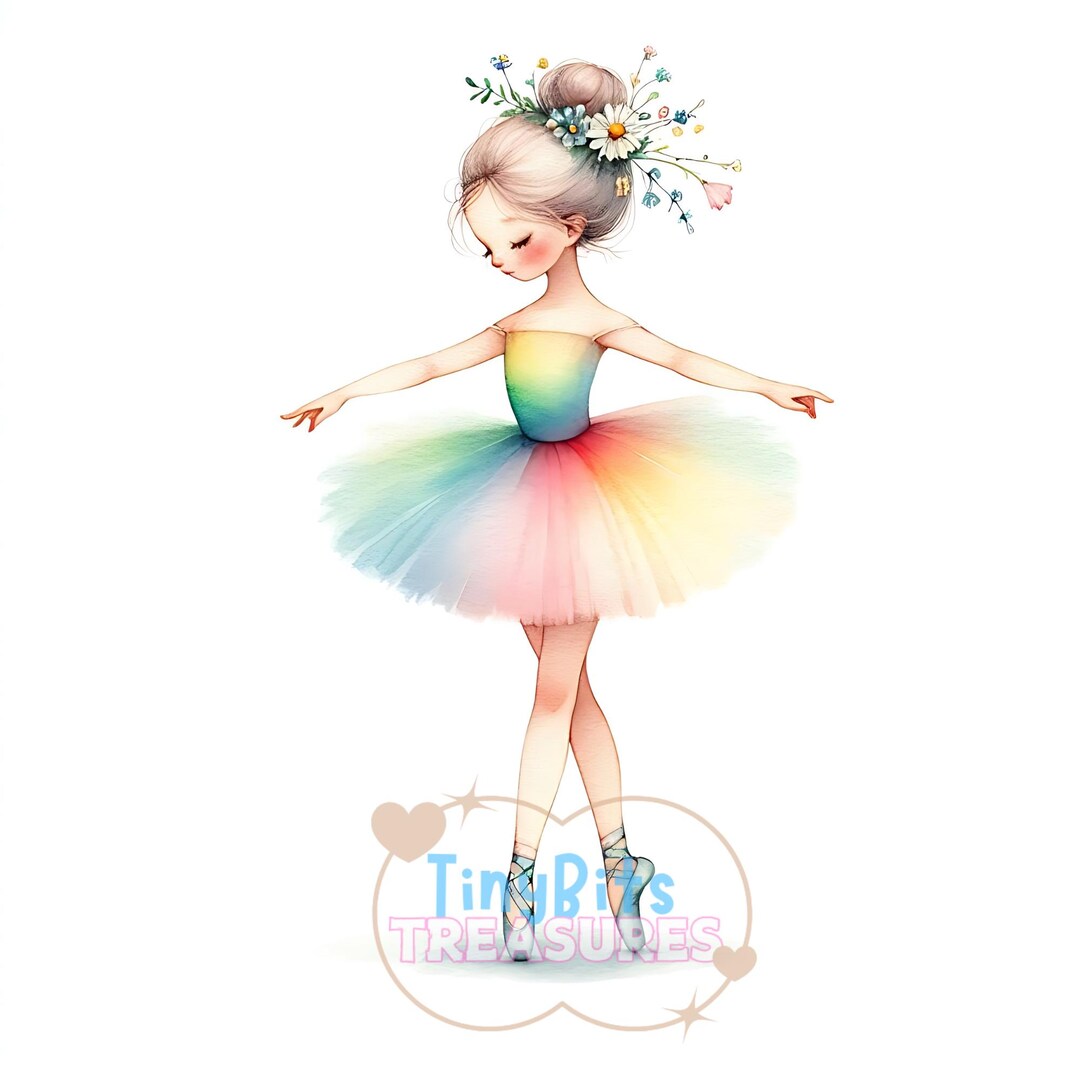 Watercolor Girl Ballerina Clipart, 15 JPG Princess Ballet Dancer, Cute ...