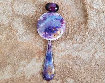 Enameled Copper Charm, Lampwork Beads, Enamel Component, Purple Lovers #161 by CC Design