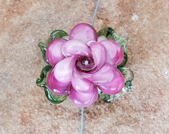 Rose Lampwork Glass Bead in Pink | SRA #244