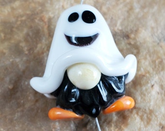 Halloween Ghost Gnome Lampwork Bead | SRA #927