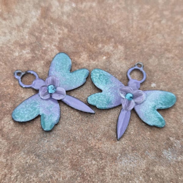 Enameled Copper Charms, Butterfly/Moth, Earring Beads | SRA #340