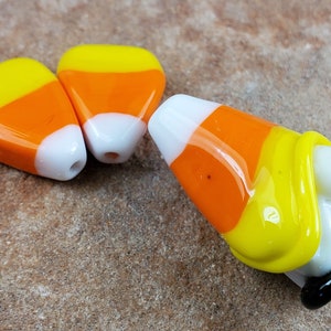 Glass Lampwork Beads, Halloween Beads, Candy Corn Gnome SRA 341 image 2