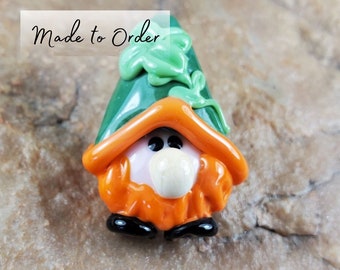 St Patrick's Day Gnome Glass Lampwork Beads, Made to Order, Focal Bead | SRA #740