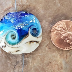 Seascape Lampwork Glass Focal Bead, Ocean Waves, Beach Bead SRA 339 image 5