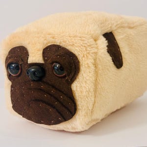 Pug Loaf Plushie, Cute and Cuddly Pug Bread Stuffed Animal, Great Gift for Birthdays or Animal Lovers