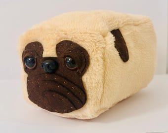 Pug Loaf Plushie, Cute and Cuddly Pug Bread Stuffed Animal, Great Gift for Birthdays or Animal Lovers