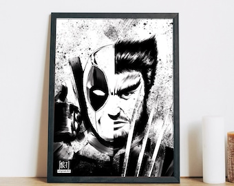 Impresión Artística, Deadpool & Wolverine TINTA, Impresión de alta calidad, Diferentes formatos disponibles