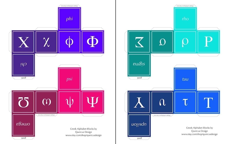 Greek Alphabet Block Printable, Alpha to Omega: party favors, gift boxes image 4