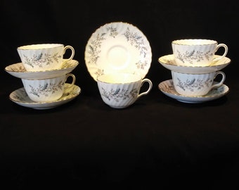 5 Sets Minton Flat Cup n Saucer in Seaforth S-717 *Mint*