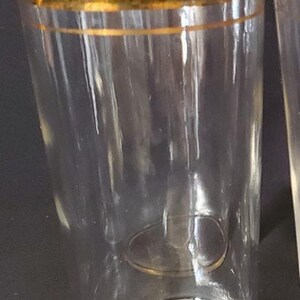 8 Vintage Libbey 1950s Gold Rim Glasses Single Band Blown Glass Tumblers image 4