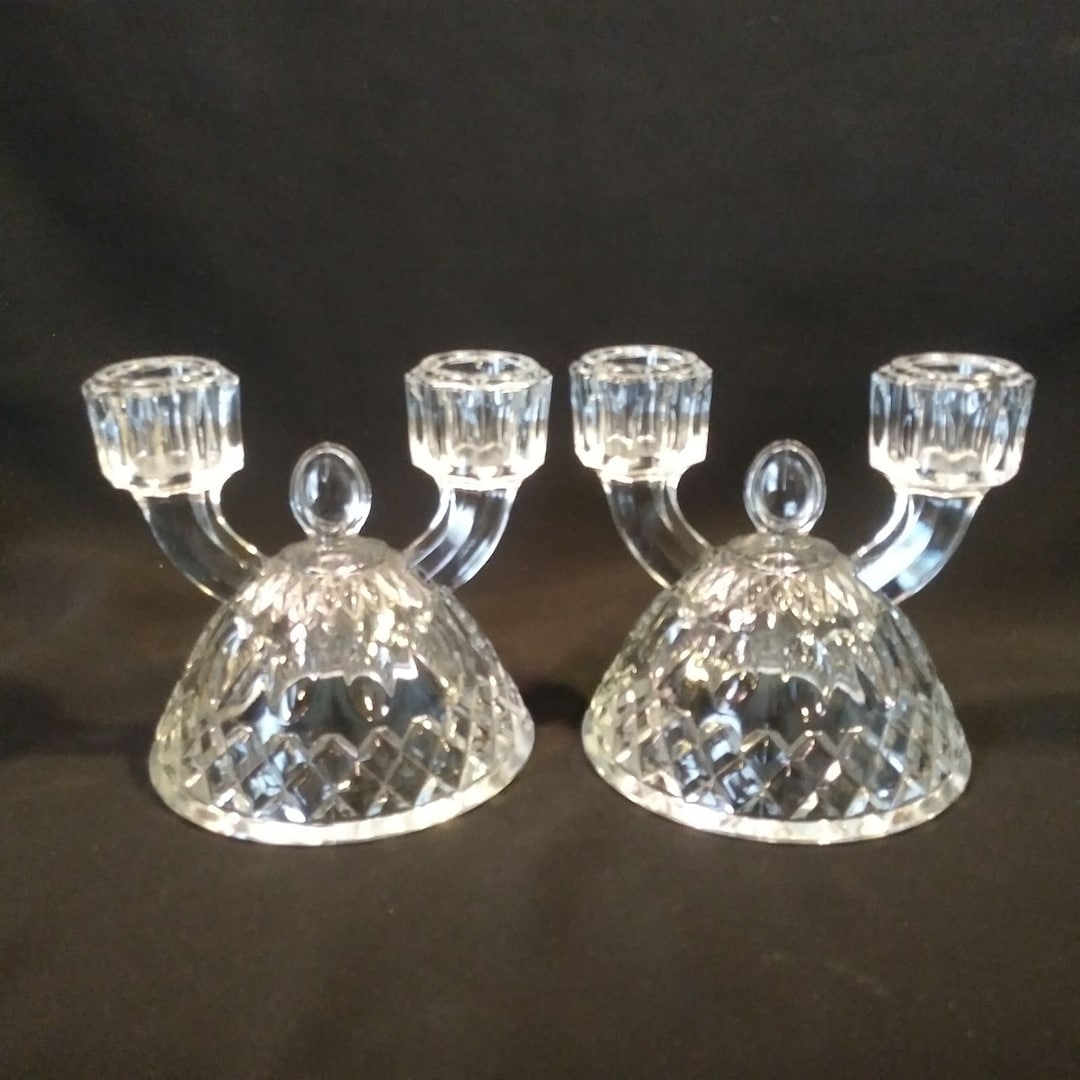 2 Vintage Imperial Glass Candle Holders in Tradition Clear Etsy