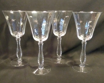 4 Vintage Fostoria Water Goblets in Silver Flutes