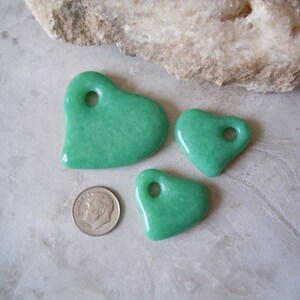 Mottled Mint Green. Cast Glass Hearts. Handmade Pendant Bead Set. C-04 image 2