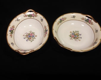 2 Vintage Noritake Oval n Round Serving Bowls in Elysian 10in Gold Trim