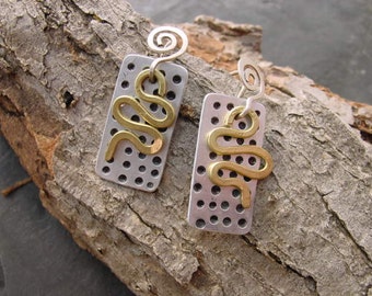 Handcrafted Jewelry Upcycled Dangle Earrings Recycled Mixed Metals. Made to Order RCE-13