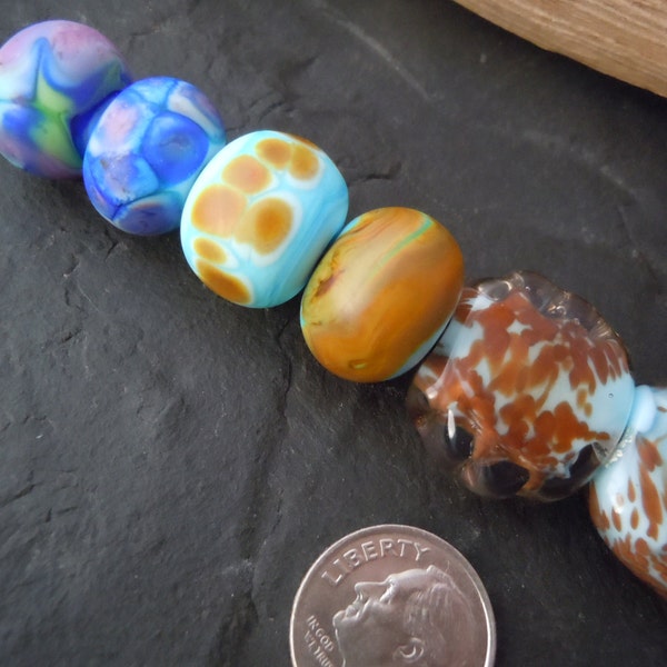 Mixed Light Blues.  Handmade Lampwork Glass Bead Set. Jewelry Supply. LWS-72