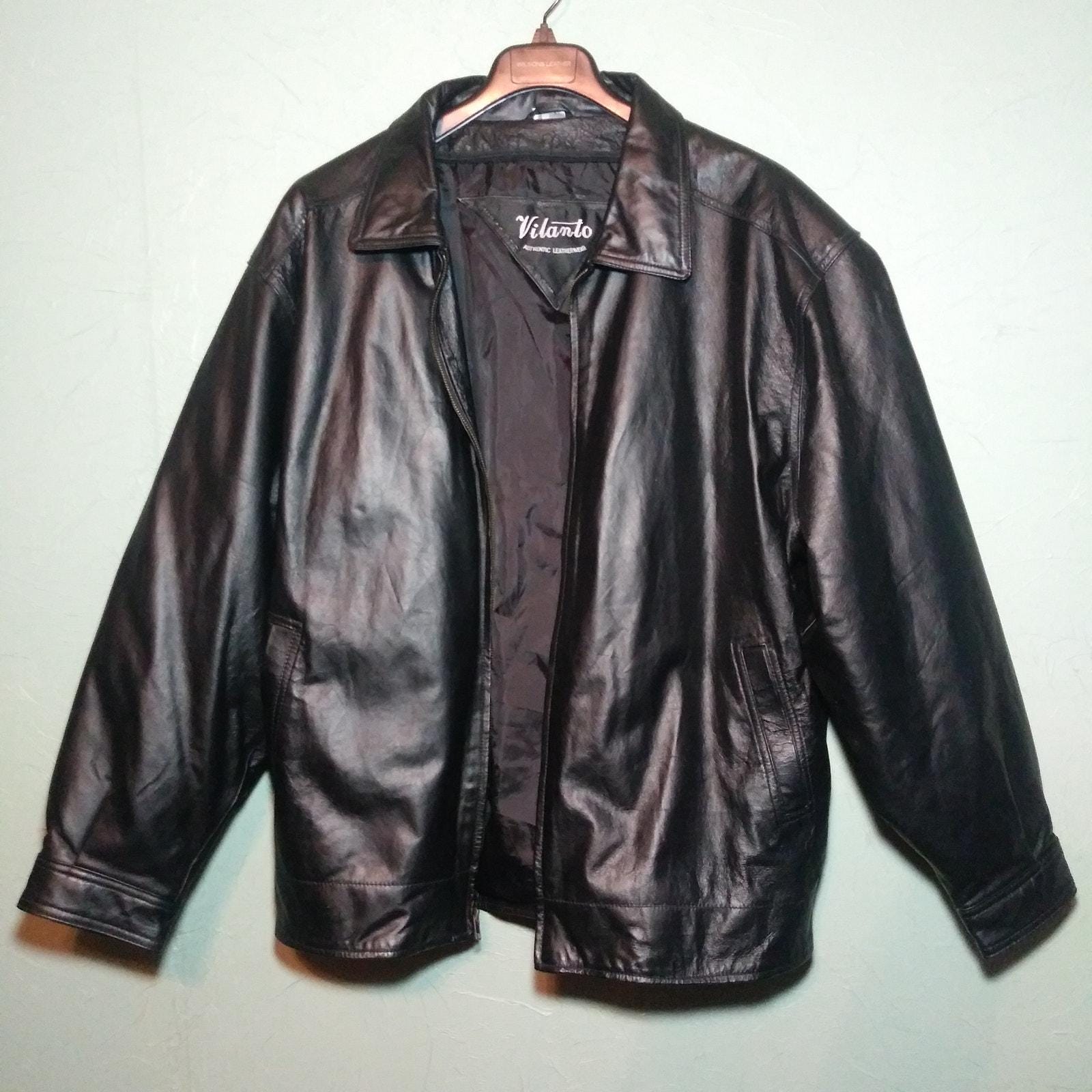 稀少 Vilanto ビンテージ ドル札 オールレザージャケット 2XL
