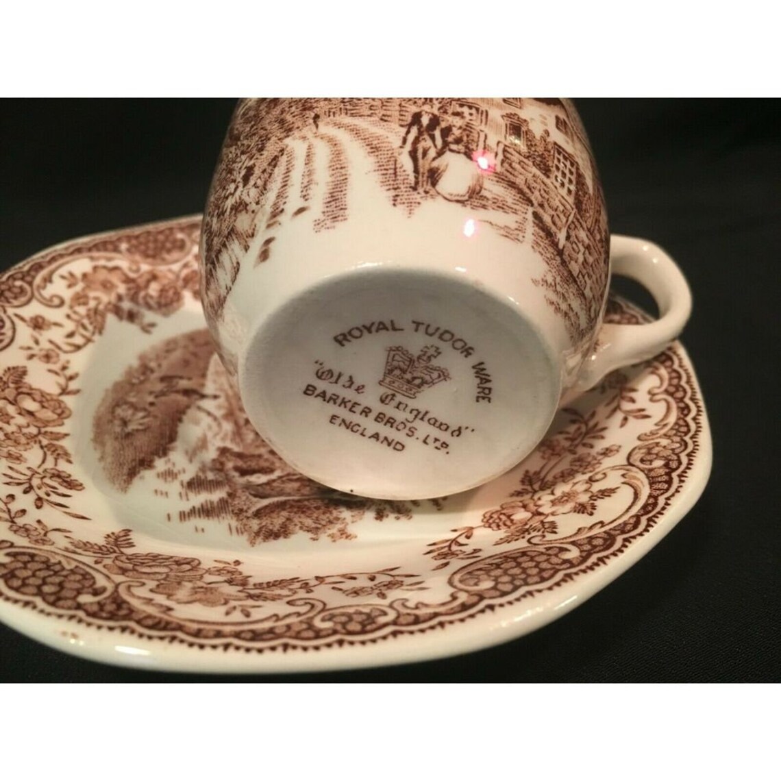 Royal Tudor Ware Olde England Barker Bros Ltd. Brown Demitasse Tea Cup