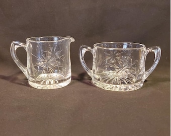 Vintage Susquehanna Crystal Sugar n Creamer in Six Point Star (Stem #4151)