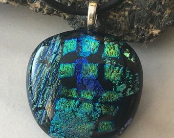 Handcrafted Fused Dichroic Glass Pendant