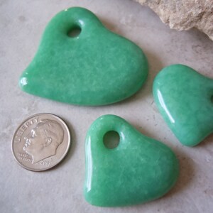 Mottled Mint Green. Cast Glass Hearts. Handmade Pendant Bead Set. C-04 image 3