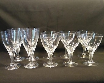 10 Pc Elegant Bubble Stem Cut Panel Crystal Glassware