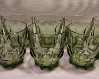10 Vintage Continental Can Co Avocado Green Old Fashion Tumblers