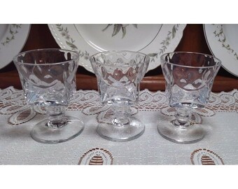 Mid Century Stemware, Vintage Lead Crystal Barware 50s Cocktail Glasses.