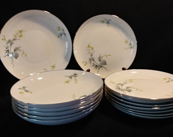 13 Pc Royal Tettau Bavaria Coup Soup Bowl n Luncheon Plates in Spring Bouquet