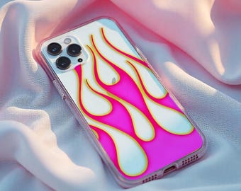 Y2K Pink Flame Phone Case: Clear Protective Cover