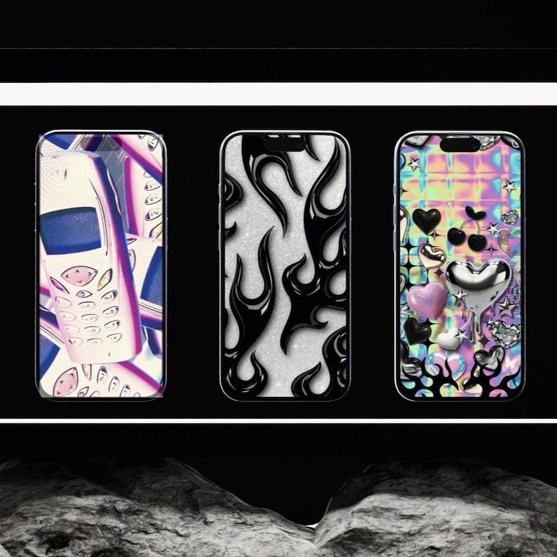 Y2K Aesthetic Wallpaper & Icon Digital Download With Phone Backgrounds ...
