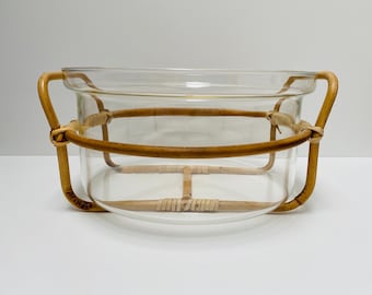 Vintage Bodum Hot Pot Oven to Table Dish | Ovenproof Glass & Rattan, Danish Design