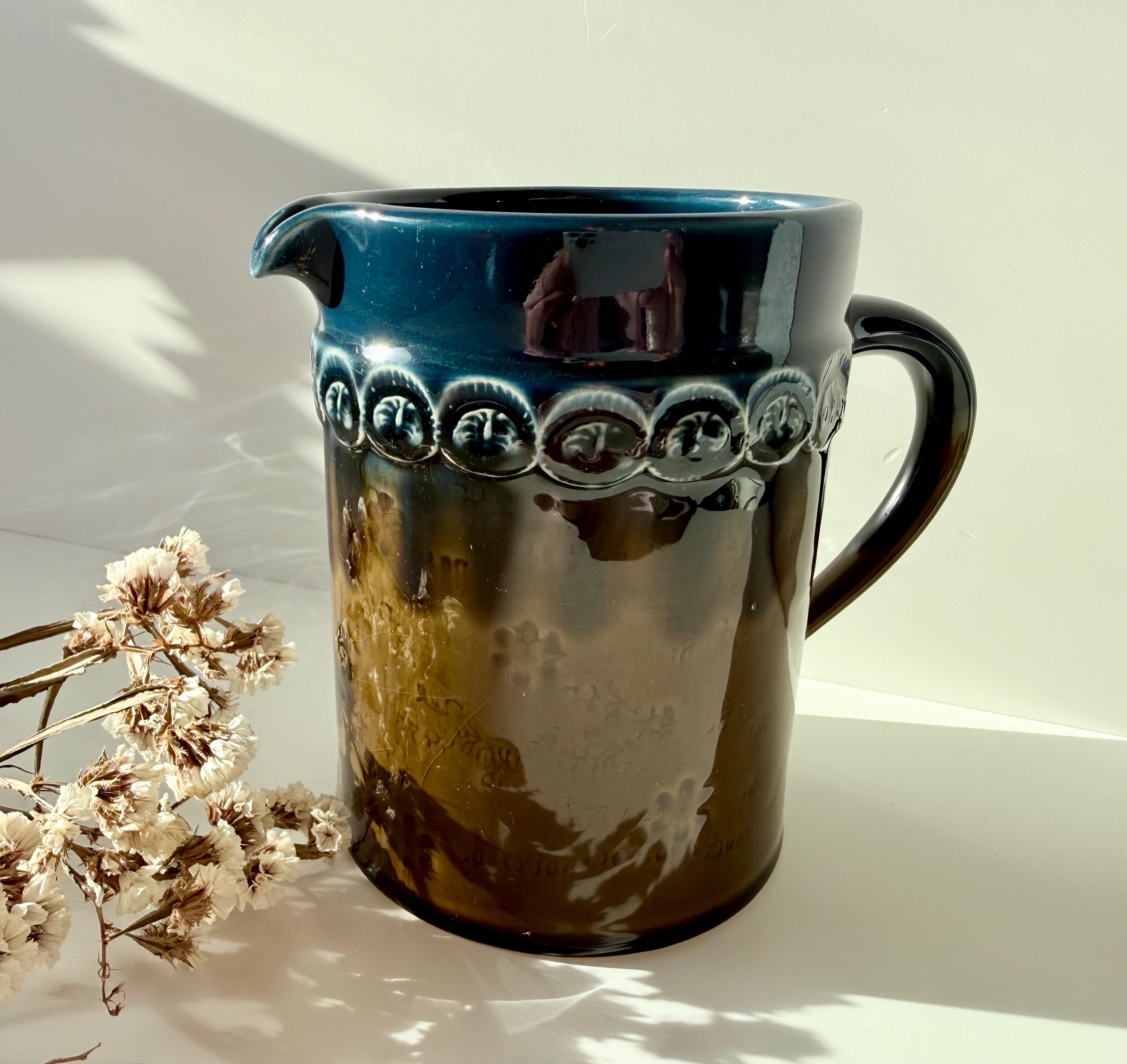 Vintage Rosenthal Studio Line Blue & Brown Pitcher, Björn Wiinblad