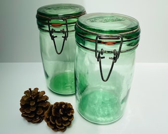 Tarros de conserva de vidrio verde L’Idéale, estilo vintage francés (juego de 2)