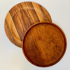 Vintage wooden grained 1970s plates in two styles sold separately for lunch or dinner | Wood serving or sharing platters