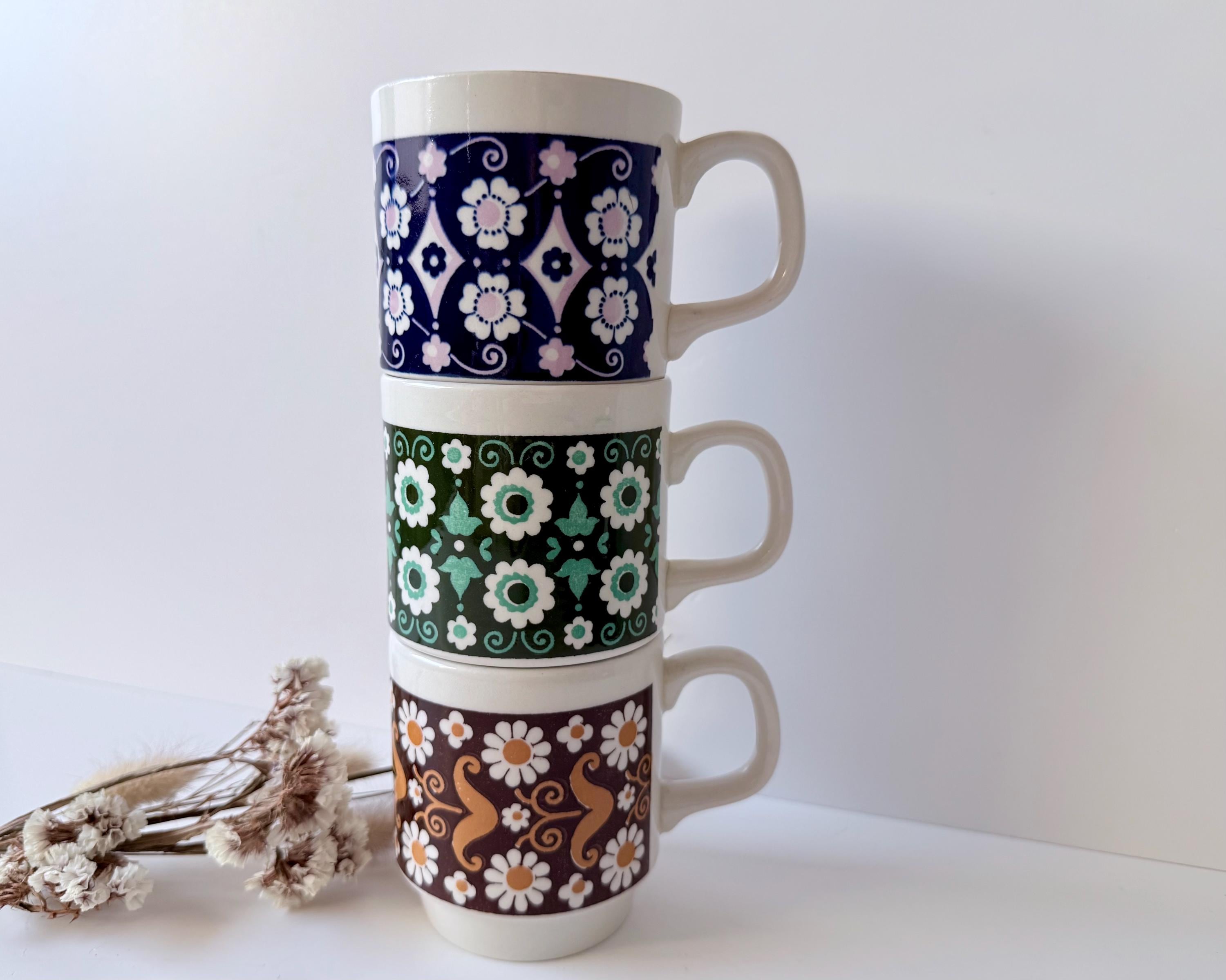 Vintage Biltons English Ironstone Mugs – Retro Floral Set of 3 - Etsy