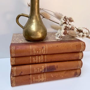 Antique Hardback Swiss French Leather-Bound Book Bundle by Adolphe Ribaux — Stack of 4